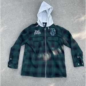 BROKEN PROMISES POOR SPORT ZIP UP FLANNEL